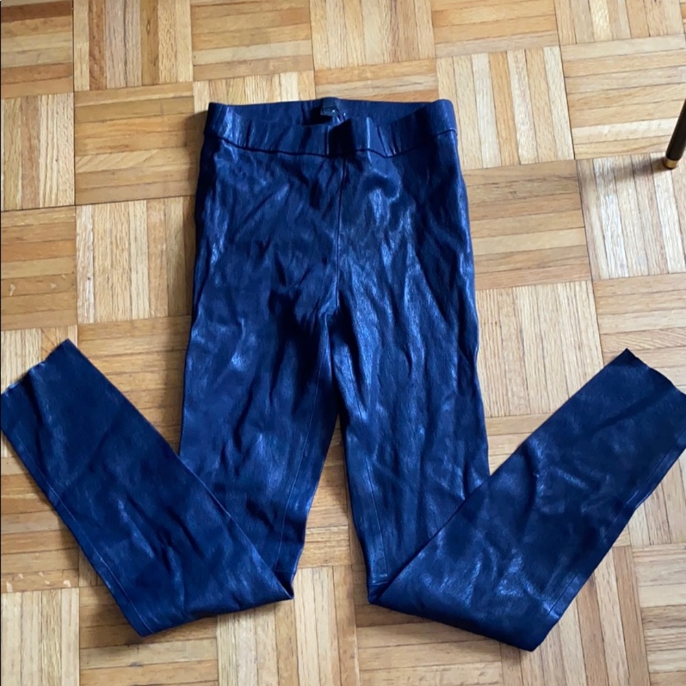 NWT J.Crew Navy Blue Leather Leggings Size 4